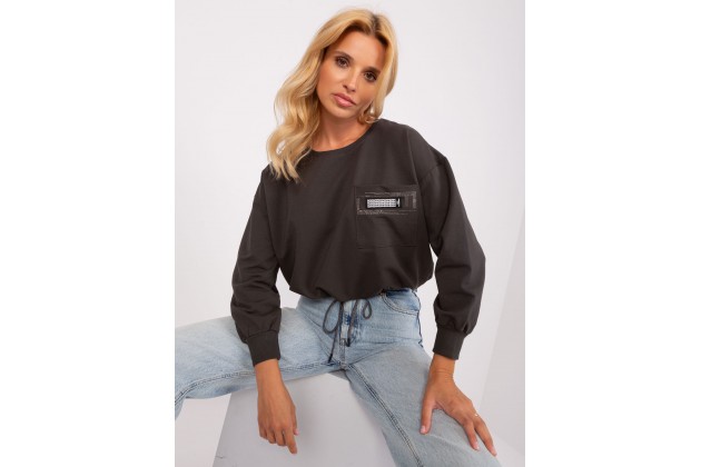 Sweat-shirt col rond - kaki foncé