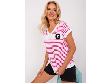 T-shirt imprimé rayé - rose et blanc