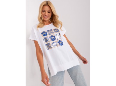 T-shirt en coton -blac et bleu