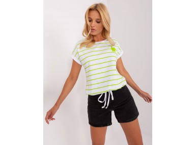 T-shirt imprimé rayé - blanc et vert