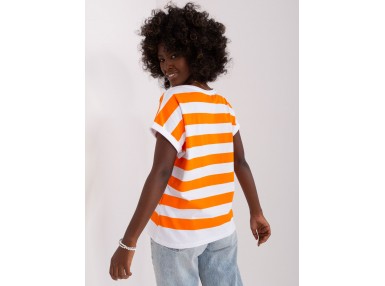 T-shirt imprimé rayé - orange