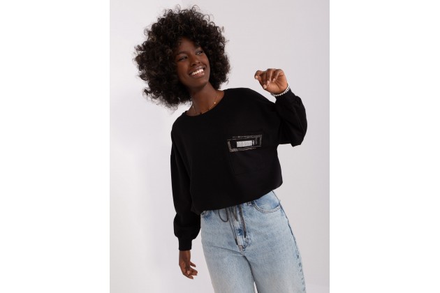 Sweat-shirt col rond - noir