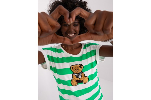 T-shirt femme imprimé - blanc et vert