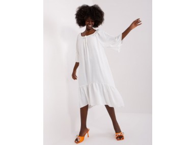 Robe longue oversize volants - écru