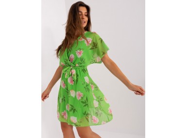 Robe courte portefeuille plissée - vert clair