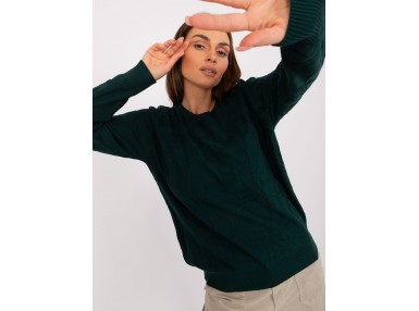 Pull col rond - vert foncé