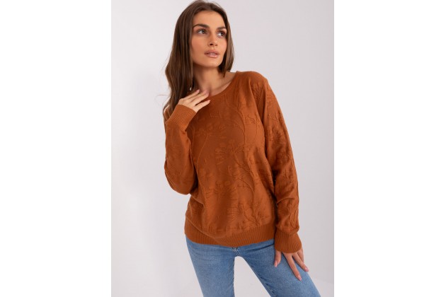 Pull col rond - marron clair