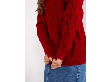 Pull en maille torsadée  - bordeaux