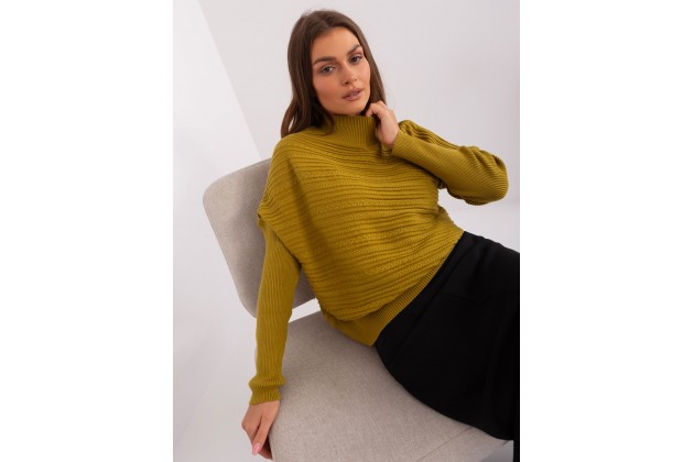 Pull manches longues à motif - olive