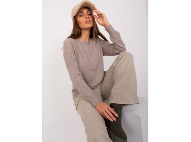 Pull col rond - beige foncé