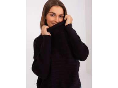 Pull manches longues à motif - noir