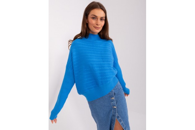 Pull manches longues à motif - bleu