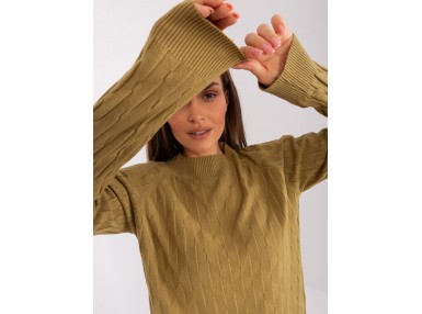Pull sculptant à col montant - olive