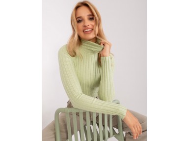 Pull col roulé en maille - pistache