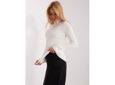 Pull col roulé en maille - écru