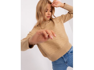 Pull manches longues à motif - camel