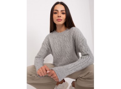 Pull en maille torsadée  - gris