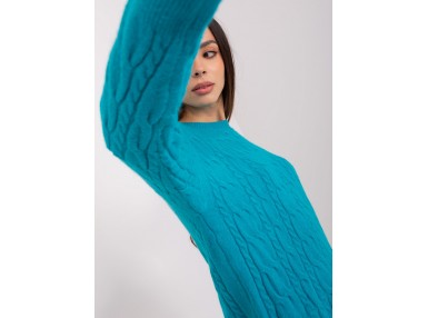 Pull en maille torsadée  - turquoise