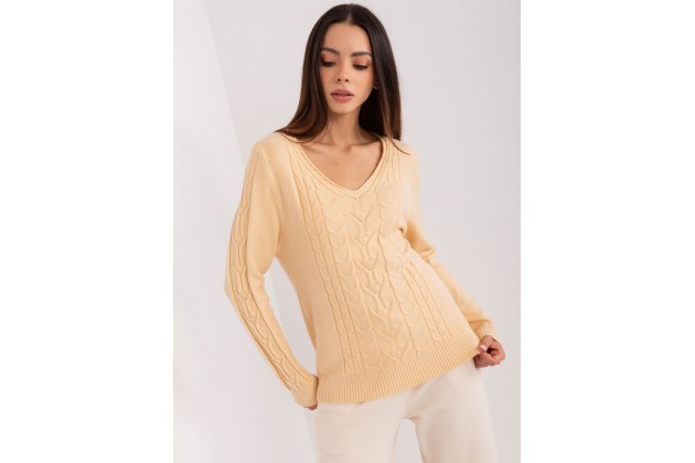 Pull en maille torsadée  - beige