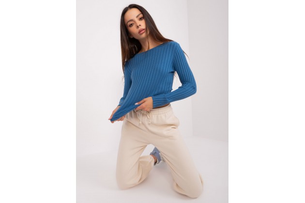 Pull côtelé - bleu foncé