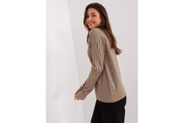 Pull sculptant à col montant - beige foncé