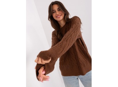 Pull en maille torsadée  - marron
