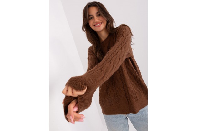 Pull en maille torsadée  - marron