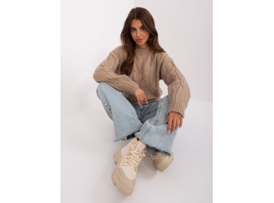 Pull en maille torsadée - beige foncé