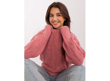 Pull en maille torsadée - rose