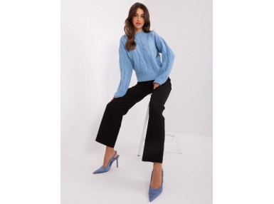 Pull en maille torsadée - bleu clair