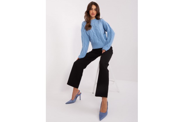 Pull en maille torsadée - bleu clair