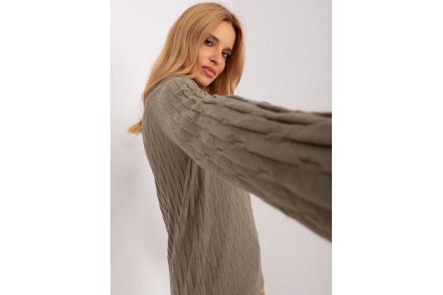 Pull sculptant à col montant - olive