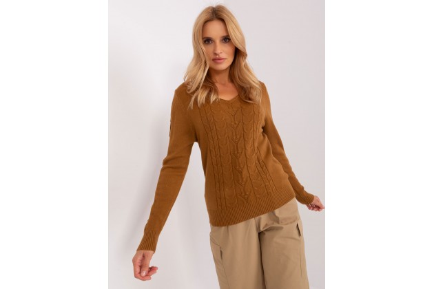 Pull en maille torsadée  - marron clair