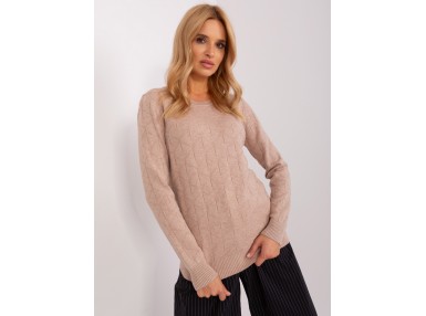 Pull col rond - beige foncé