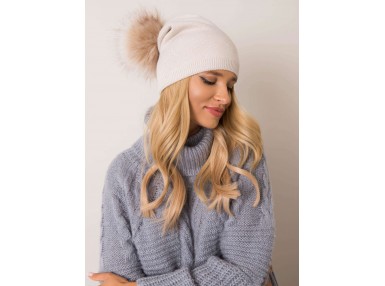 Bonnet avec pompon - beige clair