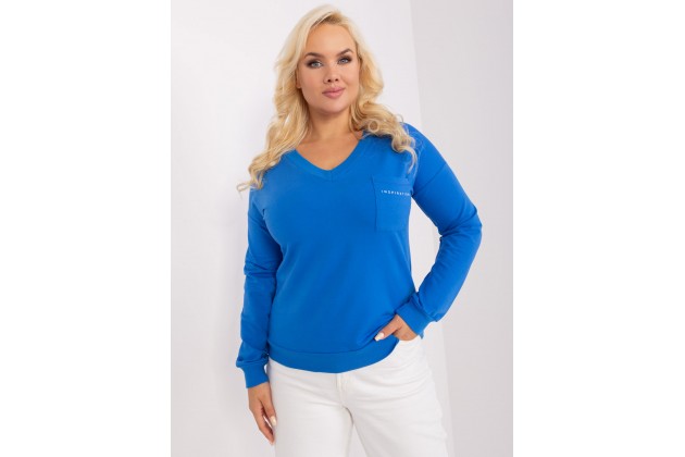 T-shirt en coton col V - bleu foncé