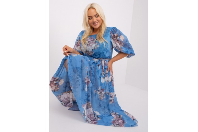 Robe longue à fleurs printanières - bleu