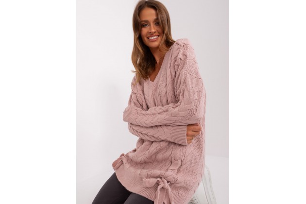 Pull en maille torsadée - rose clair