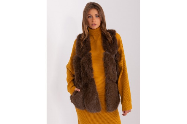 Gilet en fausse fourrure - marron foncé