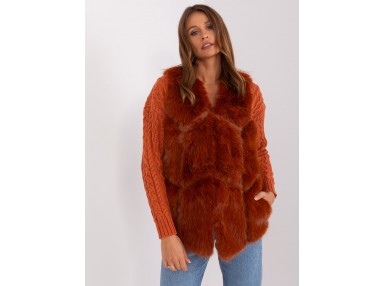 Gilet en fausse fourrure -  orange foncé