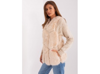 Gilet en fausse fourrure -  beige