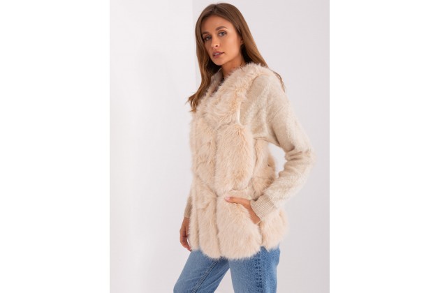 Gilet en fausse fourrure -  beige