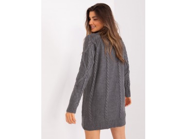 Robe pull courte col roulé - gris foncé