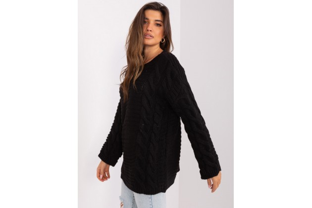 Pull en maille torsadée - noir