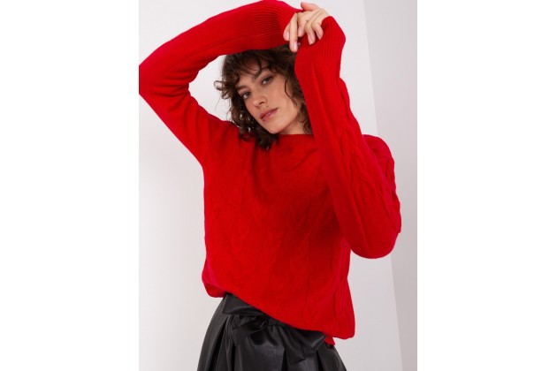 Pull torsadé col rond Femme  - rouge