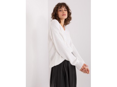 T-shirt manches longues à motif en tresse - écru