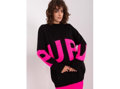 Pull en maille - noir et rose