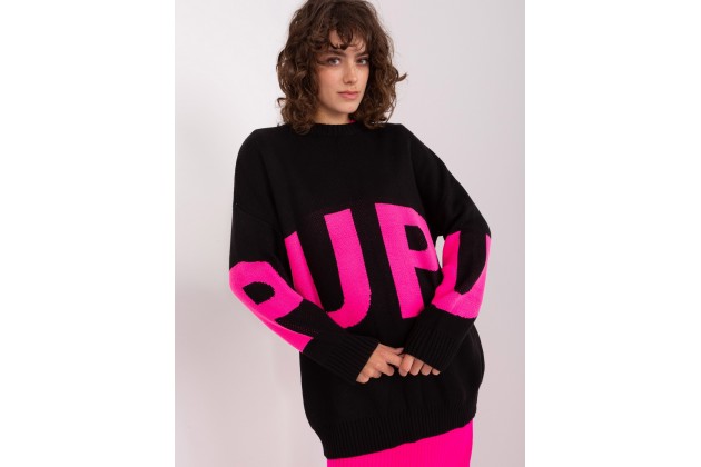 Pull en maille - noir et rose