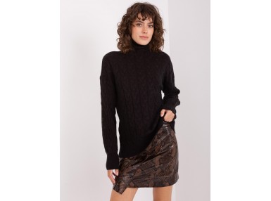 Pull col roulé ultra doux d'ensemble - noir