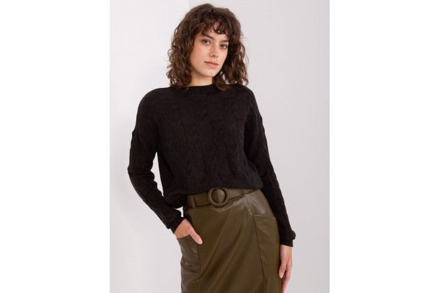 Pull torsadé col rond Femme  - noir